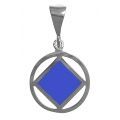 NA Sterling Silver Pendants Silver NA Symbol Pendant Beautifully Inlaid Blue Enamel