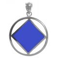 NA Sterling Silver Pendants Sterling Silver NA Symbol Pendant/Blue Enamel/Lg