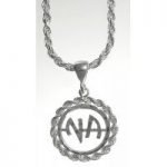 Sterling Silver Chains N.A. Logo w/ 18" Rope Chain