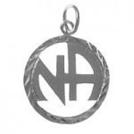 NA Sterling Silver Pendants Silver NA Logo Pendant Inside Diamond Cut Circle