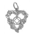 NA Sterling Silver Pendants Sterling Silver NA Symbol 2 Heart w/Flowers